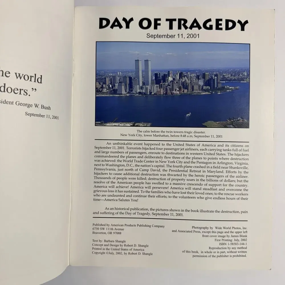 Day of Tragedy September 11 2001 World Trade Center The Pentagon Flight 93
